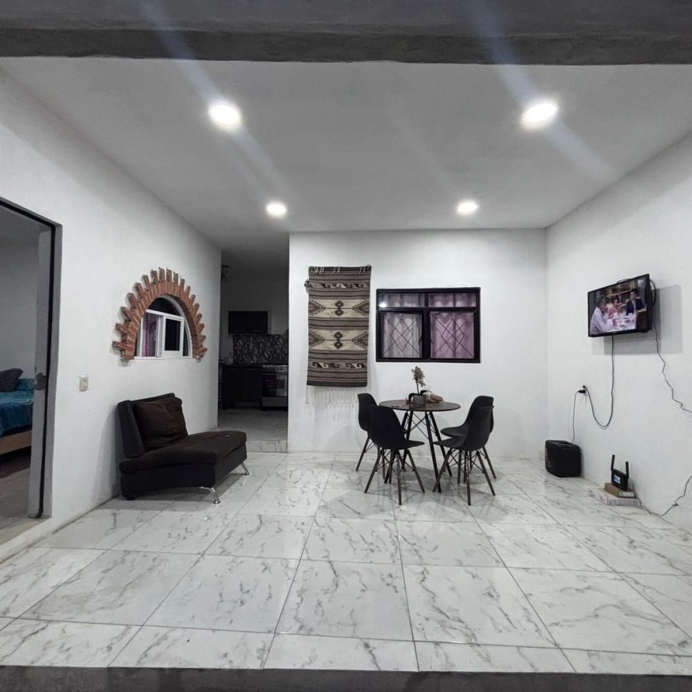 Living and dining area in the Oaxaca accommodation